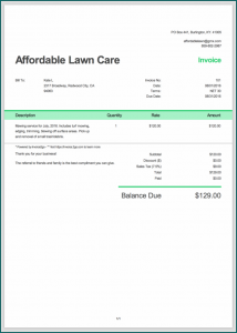 Lawn Care Receipt Template Example