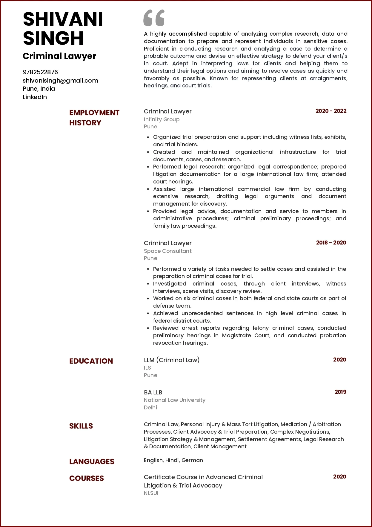 Lawyer Resume Template