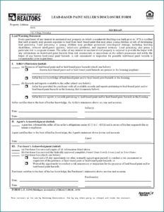 Lead Based Paint Disclosure Form