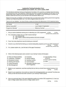 Leadership Training Evaluation Form