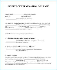 Lease Agreement Termination Template Sample