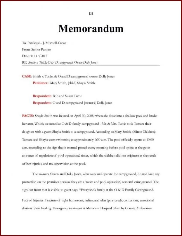 Legal Memo Template Example