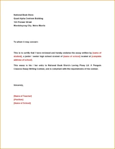 Letter of Endorsement Template Sample