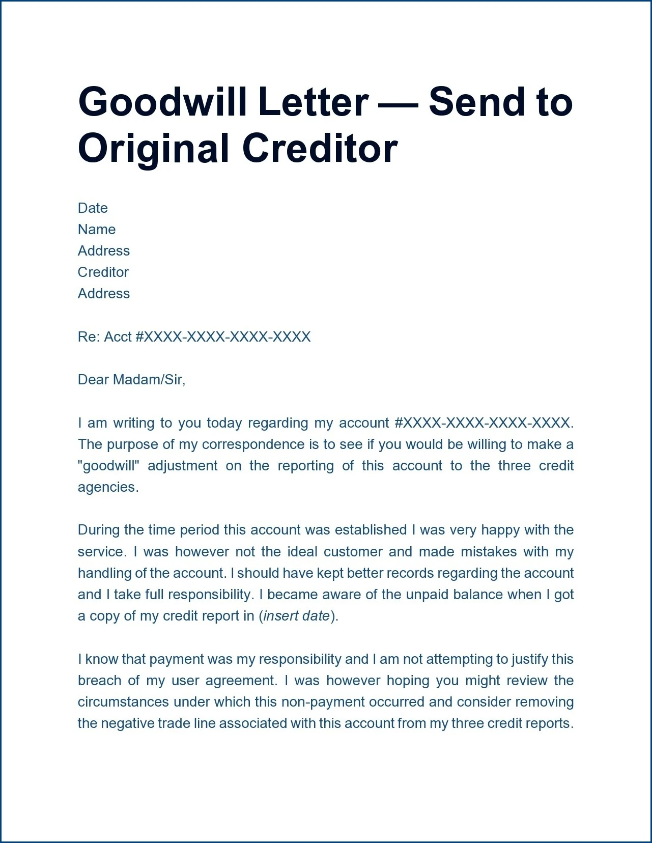 Letter of Goodwill Template Sample
