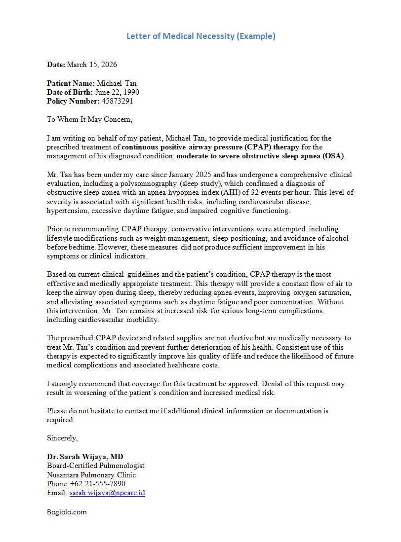 Letter of Medical Necessity Template Letter of Medical Necessity Template Word