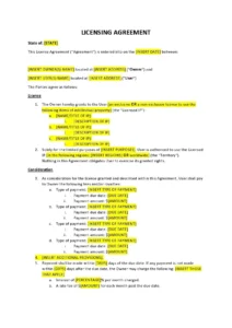 Licensing Agreement Template Word