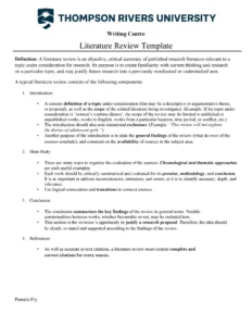 Literature Review Template Word