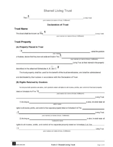 Living Trust Form Template Word