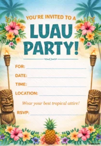 Luau Party Invitation Template PDF
