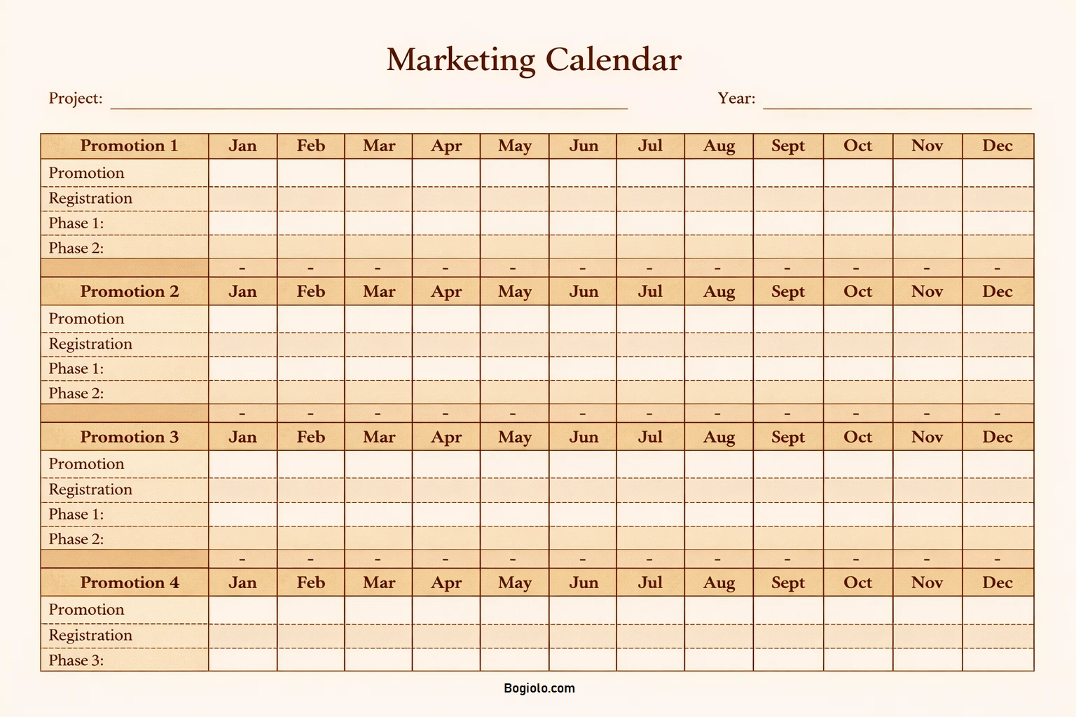 Marketing Calendar Template Simple Blank Marketing Calendar Template