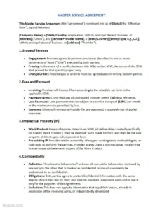 Master Service Agreement Template Word