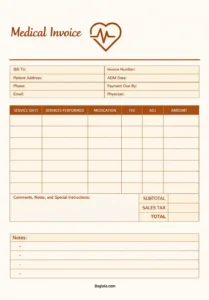 Simple Blank Medical Invoice Template