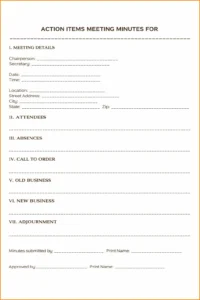 Meeting Minutes Template with Action Items