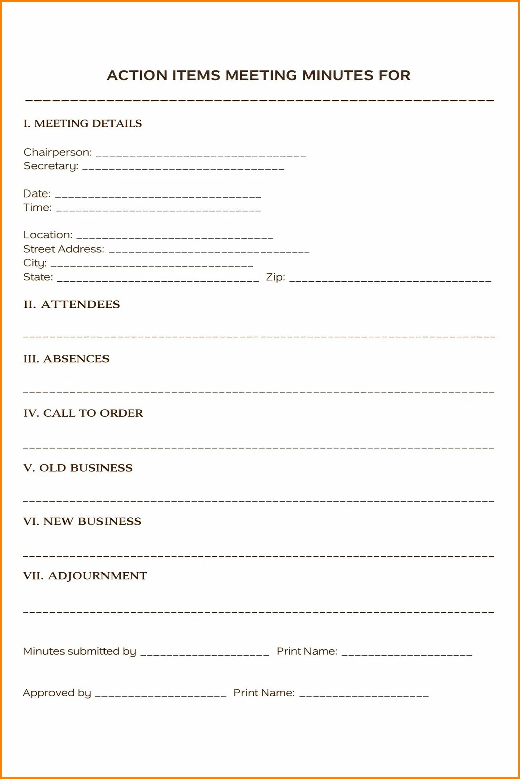 Meeting Minutes Template with Action Items Meeting Minutes Template with Action Items