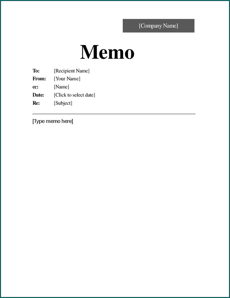 Memo Format Template Example