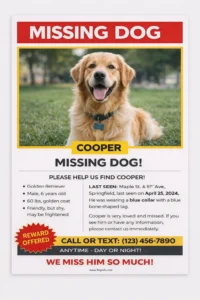 Missing Dog Poster Template