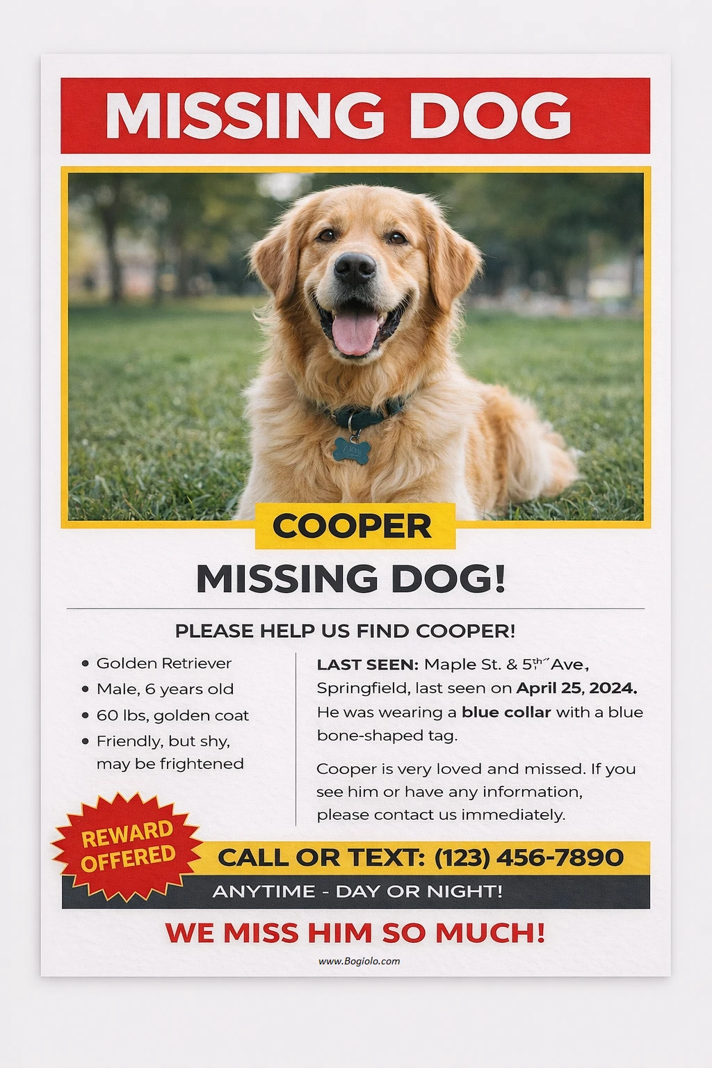 Missing Dog Poster Template