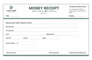 Simple Blank Money Receipt Template PDF