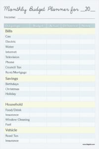 Simple Monthly Budget Planner Template
