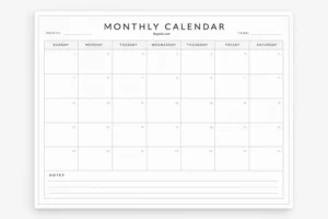 Simple Monthly Calendar Template PDF