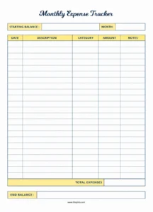 Simple Monthly Expenses Template