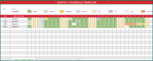 Monthly Work Schedule Template