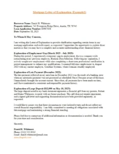 Mortgage Letter of Explanation Template