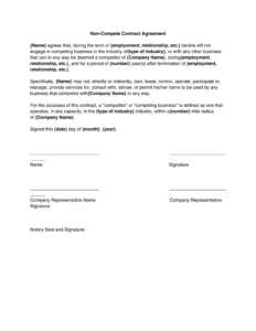 Simple Non-Compete Agreement Template Word