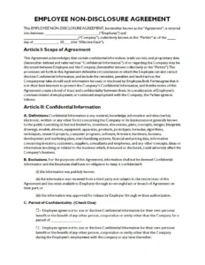 Non-disclosure Agreement Template for Employees