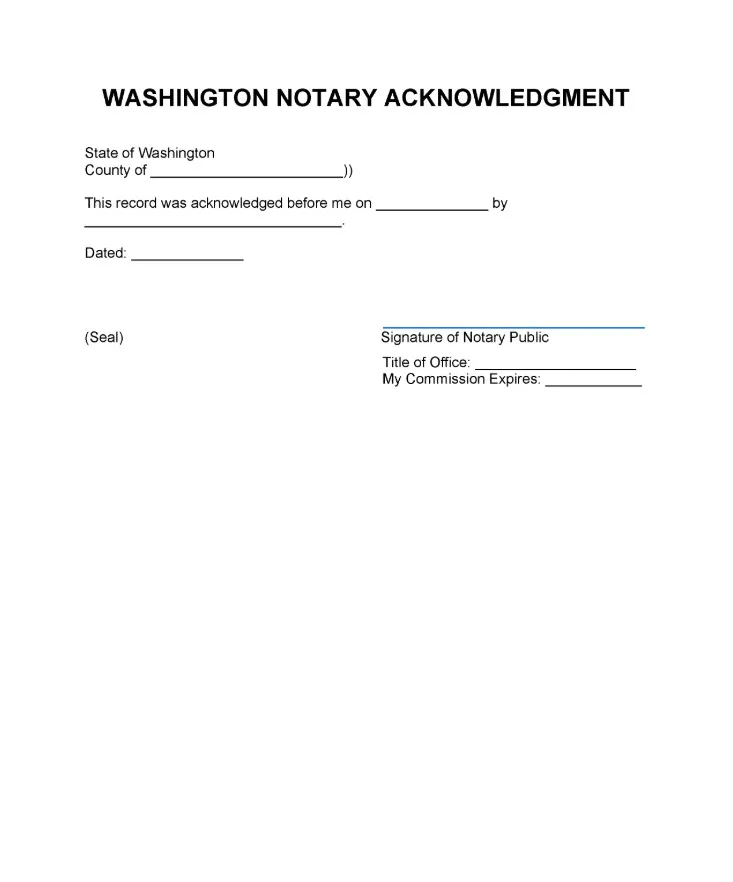 Notary Acknowledgement Form Template