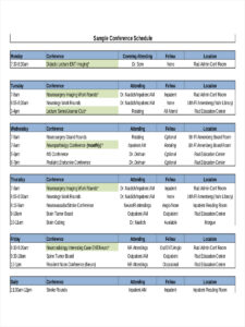 One day Conference Schedule Example