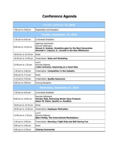 One day Conference Schedule Sample