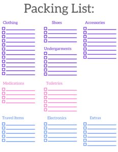 Packing List Template