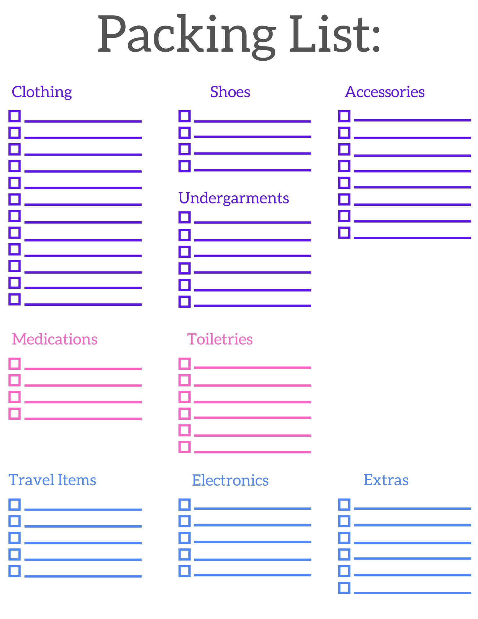 Packing List Template
