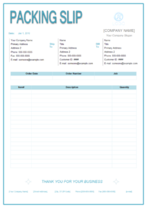 Packing Slip Template Word