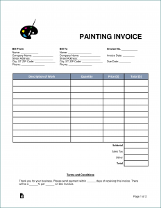 Painter Receipt Template Example