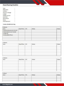 Party Planning Checklist Template
