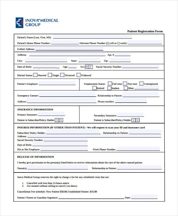 Patient Registration Form Example Patient Registration Form Example