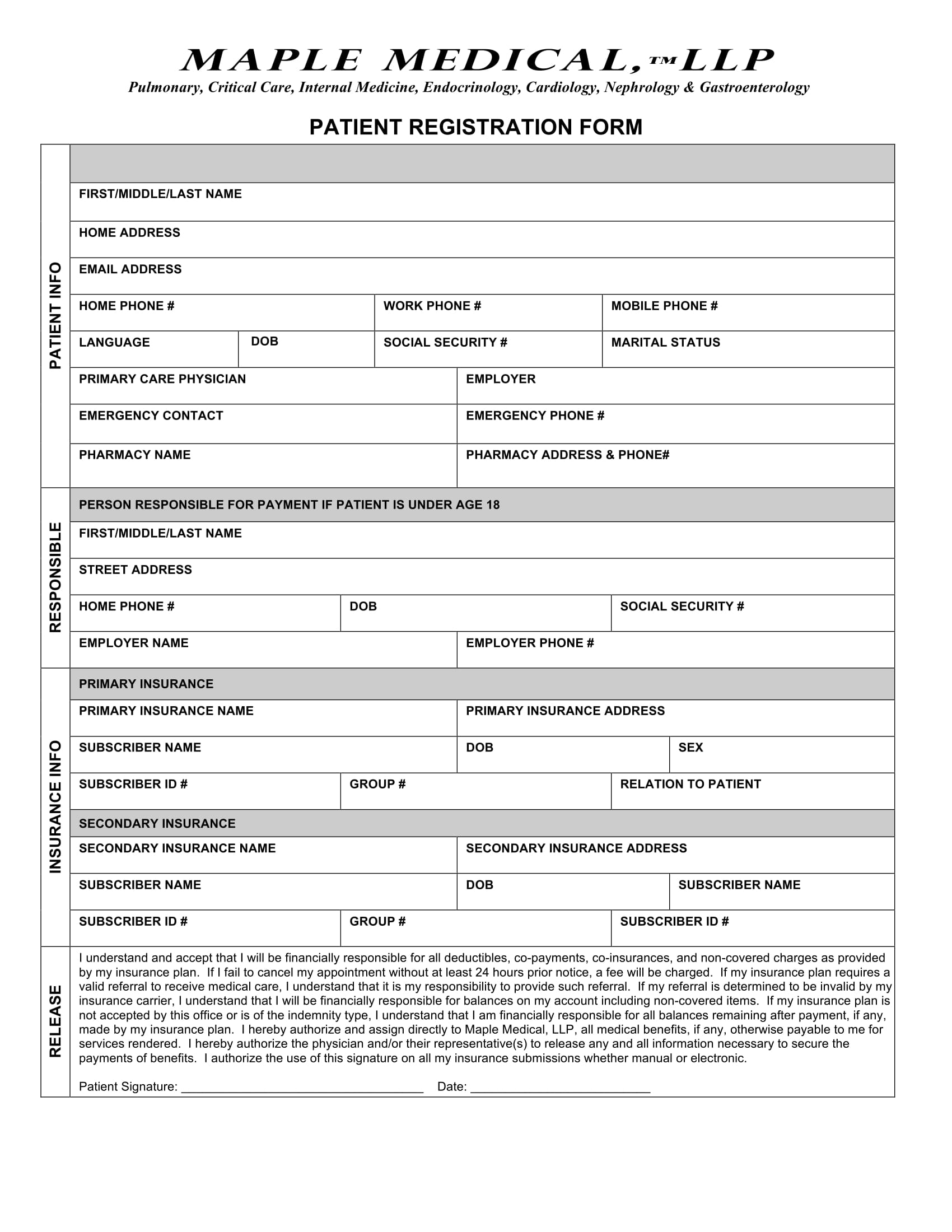Patient Registration Form Sample Patient Registration Form Sample