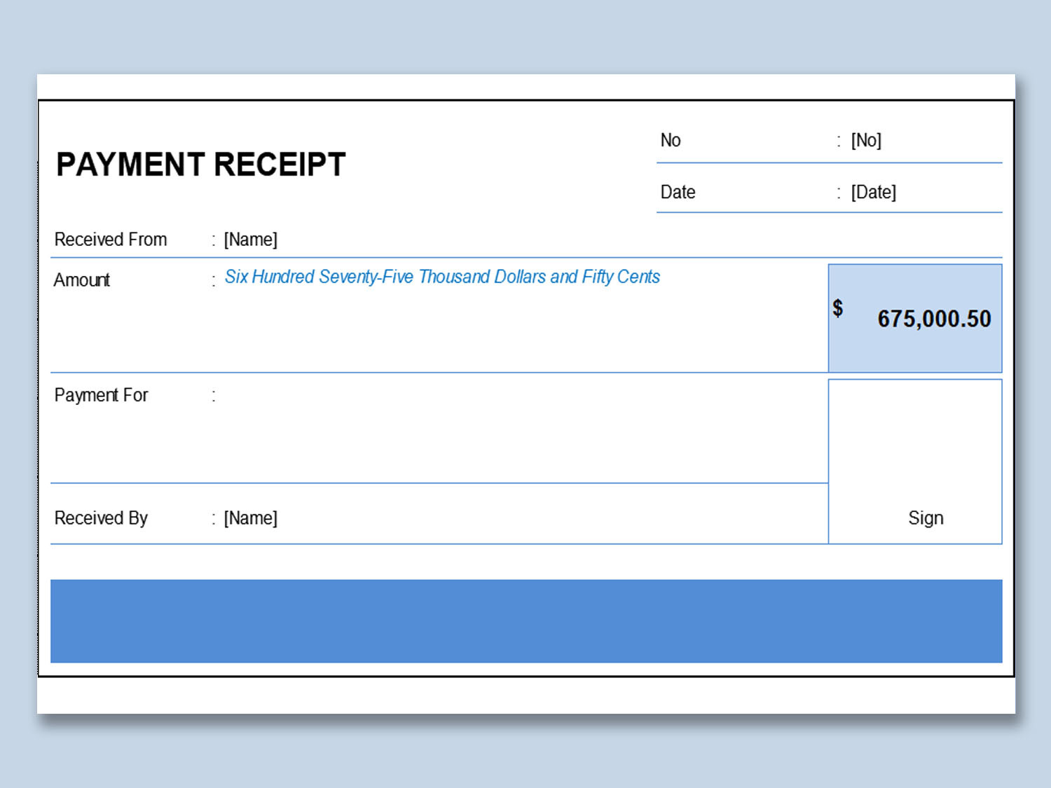 Payment Receipt Template Example Payment Receipt Template Example