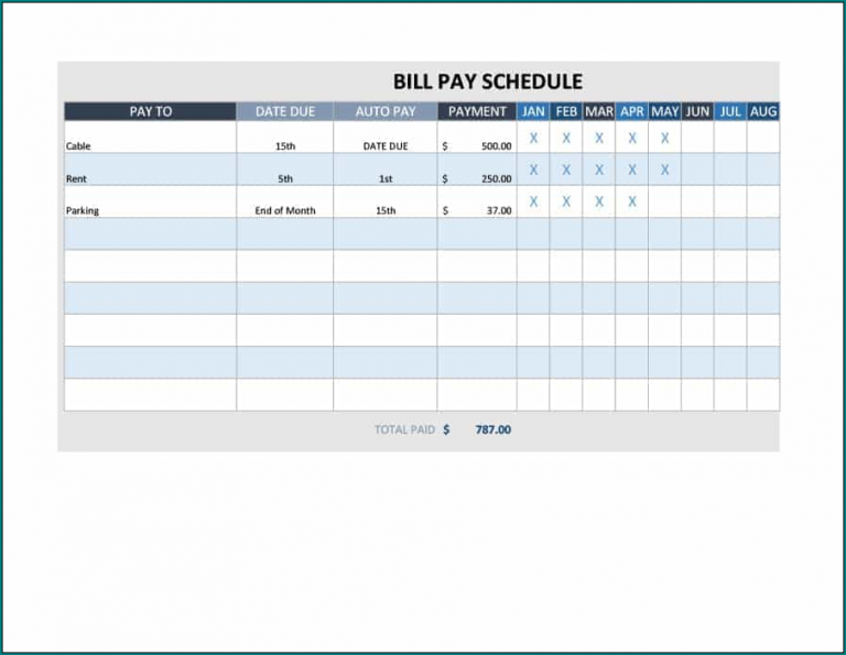 》Free Printable Payment Schedule Template