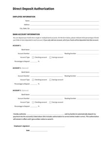 Payroll Direct Deposit Form Example