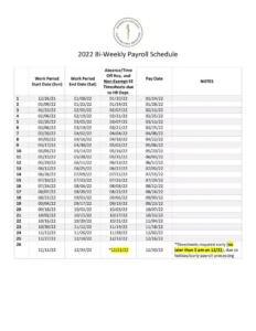 Payroll Schedule Template