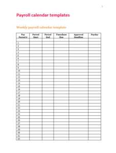 Payroll Schedule Template Example