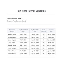 Payroll Schedule Template Sample