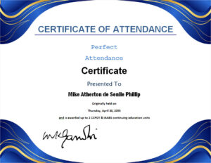 Perfect Attendance Award Template