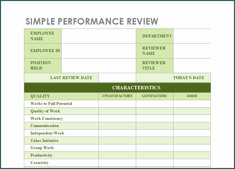 Performance Appraisal Template