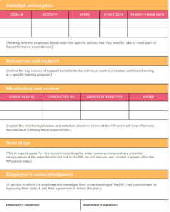 Performance Improvement Plan Form