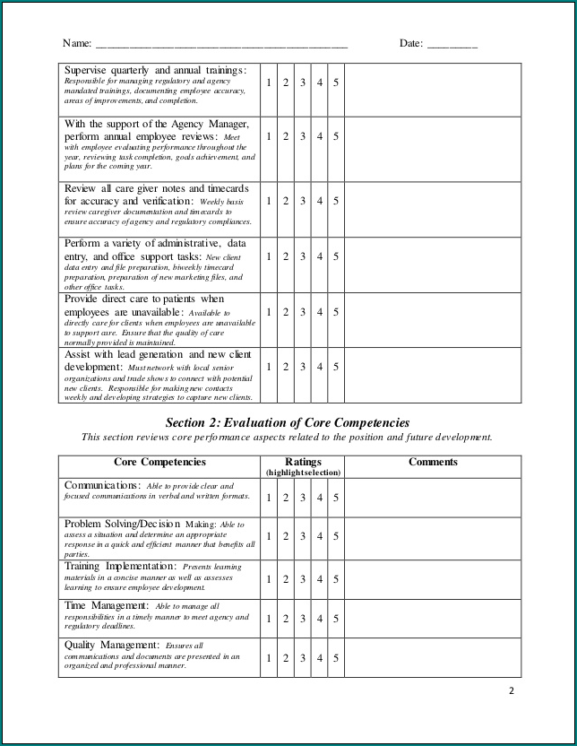Performance Review Form Sample