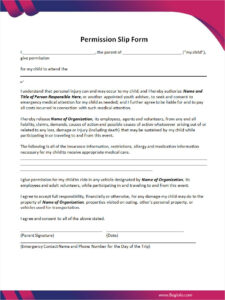 Free Permission Slip Template Word